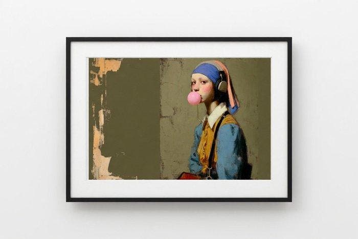 LOLART - La Fille à la Perle Bubble Gum - ÉDITION LIMITÉE, Antiek en Kunst, Kunst | Designobjecten