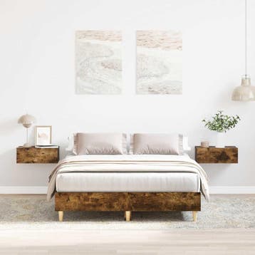 vidaXL Bedframe zonder matras 140x190 cm spaanplaat gerookt, Verzenden
