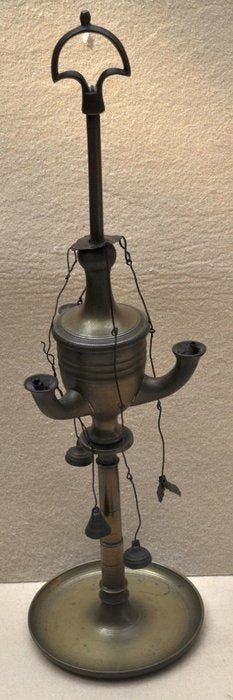 Olielamp - Messing - olielamp, Antiek en Kunst, Antiek | Overige Antiek
