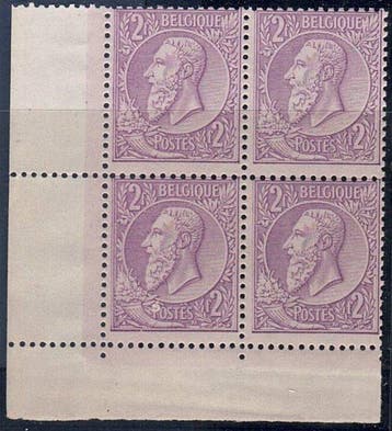 België 1886 - Z.M. Koning Leopold II, blok van vier met