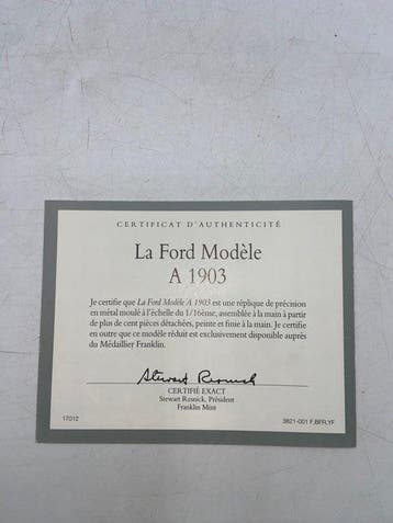 Franklin Mint 1:16 - Modelauto - Ford Model A Tonneau 1903, Nieuw