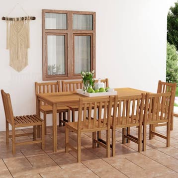 vidaXL 9-delige tuinset 180x90 cm massief teakhout, Verzenden, Nieuw, Tuinset