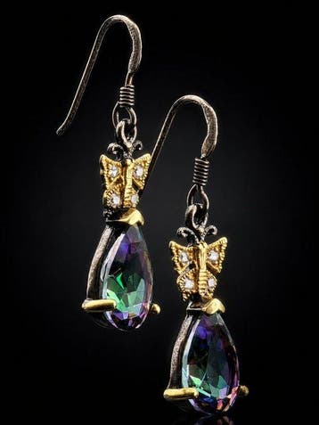 Mystic Topaz Oorbellen - 925 Sterling Zilver - Goud- en