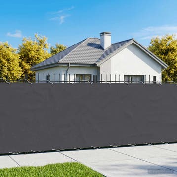 vidaXL Balkonscherm 1,5 x 25 m Stof met PU-coating Zwart, Verzenden