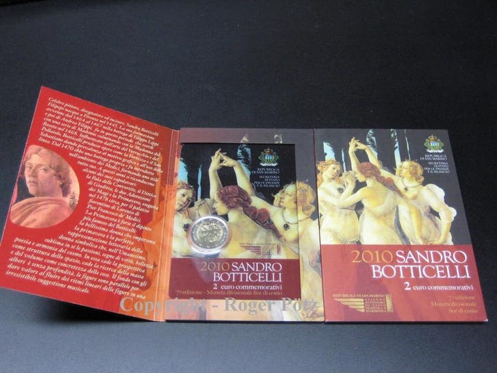 San Marino 2 Euro 2010 Sandro Botticelli SondergedenkMunt..., Timbres & Monnaies, Monnaies | Europe | Monnaies euro, Envoi