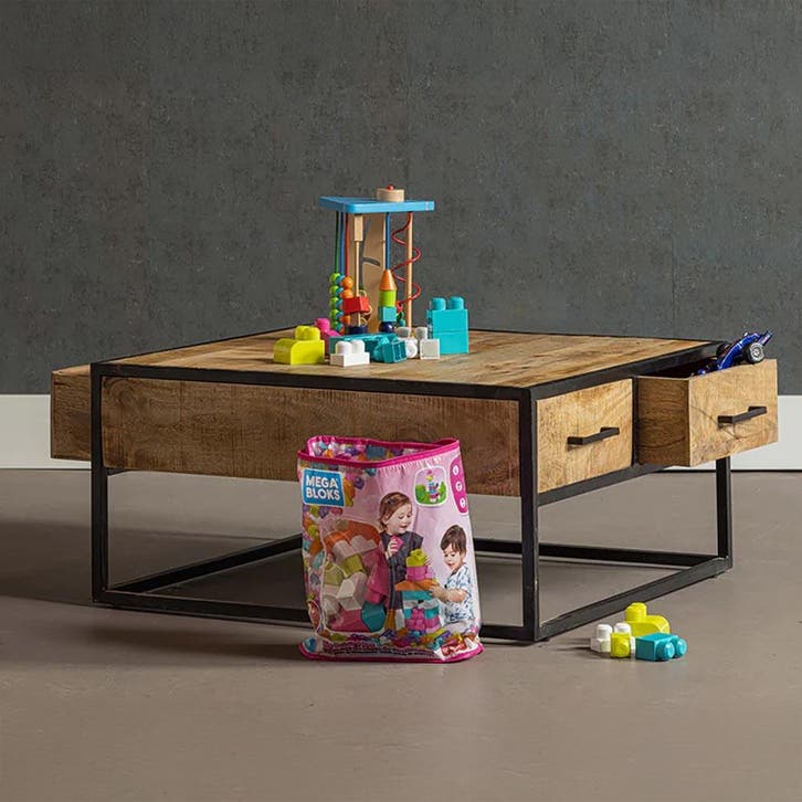 Salontafel Mangohout Lowen 80x80 cm, Huis en Inrichting, Tafels | Salontafels, Nieuw, Overige houtsoorten, Overige vormen, Verzenden