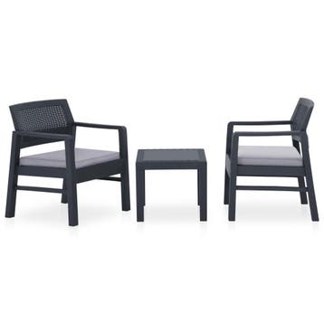 vidaXL 3-delige Loungeset met kussens kunststof grijs, Verzenden, Loungeset