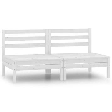 vidaXL Tuinmiddenbanken 2 st massief grenenhout wit, Tuin en Terras, Tuinsets en Loungesets, Verzenden, Nieuw