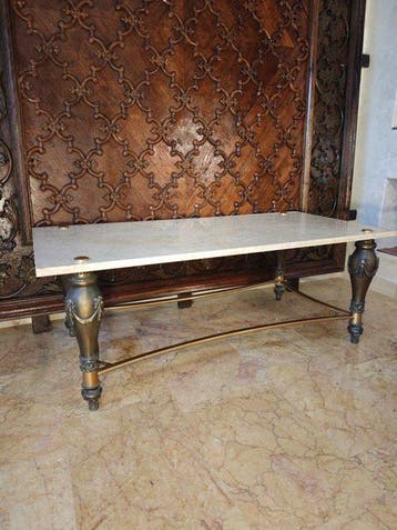 Salontafel - Brons, Marmer, Verguld brons