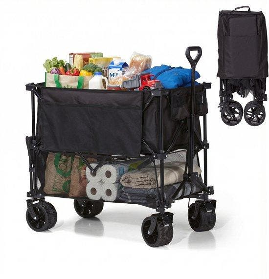 2dekans | Mr. Fold Bolderkar XXL - opvouwbaar - 400L - 300KG, Caravans en Kamperen, Bolderkarren, Ophalen of Verzenden