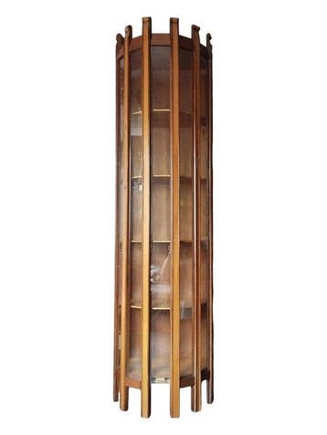 Kast - Hout - handgemaakt kolomdisplaykast met gebogen, Antiek en Kunst
