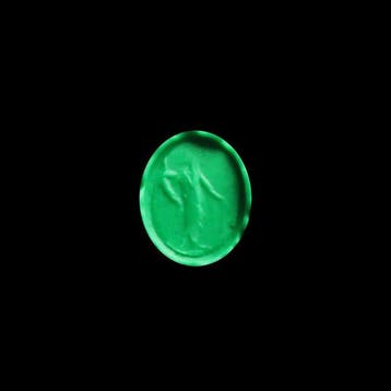 Oud-Romeins Goud, Parelmoer, Groene Steen Ring met intaglio