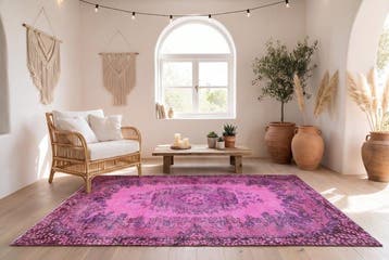 rose vintage - Tapis - 205 cm - 115 cm -  fait main