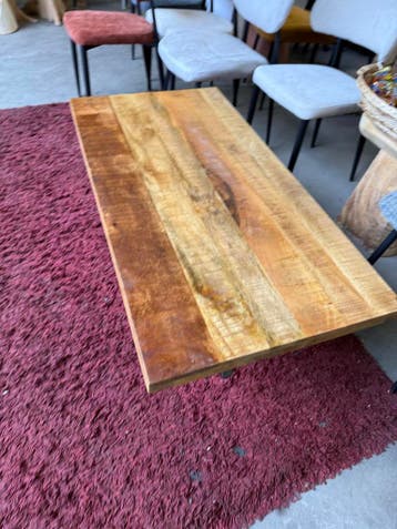 Salontafel mangohout + metalen onderstel (nieuw, A-keuze), Nieuw
