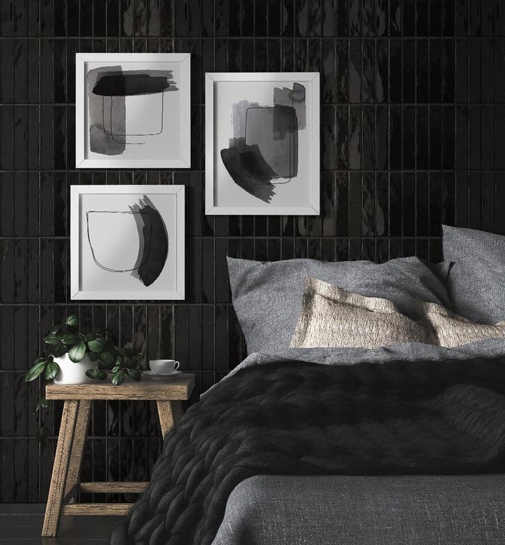 Handmade Trendy Black Hoogglans Wandtegel / Metro tegel /, Doe-het-zelf en Bouw, Tegels, Ophalen of Verzenden