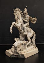 sculptuur, San Giorgio in marmo - 75 cm - Marmer, Antiek en Kunst