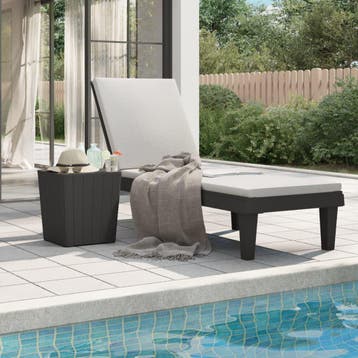 vidaXL Ligbed 155x58x83 cm polypropeen zwart, Tuin en Terras, Verzenden, Nieuw