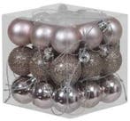 Kerstballen kunststof onbreekbaar peach mauve combi 3 cm 27, Nieuw