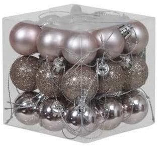 Kerstballen kunststof onbreekbaar peach mauve combi 3 cm 27, Huis en Inrichting, Nieuw