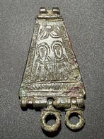 Byzantin Bronze Plaque trapézoïdale exclusive avec une, Antiquités & Art