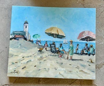 Cor Schaap (1968) - Strandgezicht bij Oude Kerk, Antiek en Kunst