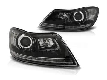 Skoda Octavia 2009 tot 2012 LEDtube koplamp unit Black, Auto-onderdelen, Verzenden, Nieuw, Universele onderdelen