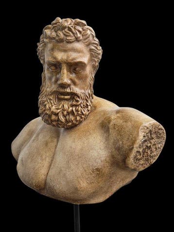 Figuur - Mezzobusto Ercole - 34 cm - marmerpoeder gemonteerd