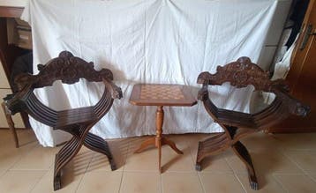 Table déchecs - Bois - avec le couple Savonarola