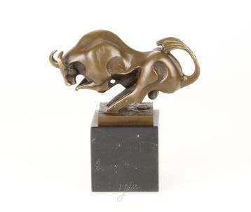Sculpture, Beautiful Modernist Bronze Sculpture of a Bull –, Antiquités & Art