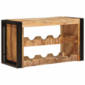 vidaXL Wijnrek Bruin 80 x 45 x 33 cm Massief Ruw Mango Hout, Verzenden