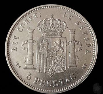 Spanje. Alfonso XIII. 5 Pesetas 1888*88 MPM (Zonder