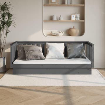 vidaXL Slaapbank 80x200 cm massief grenenhout grijs, Verzenden, Nieuw