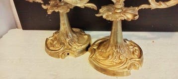 Chandelier Fleur de style Louis XV (2) - Bronze doré - Paire