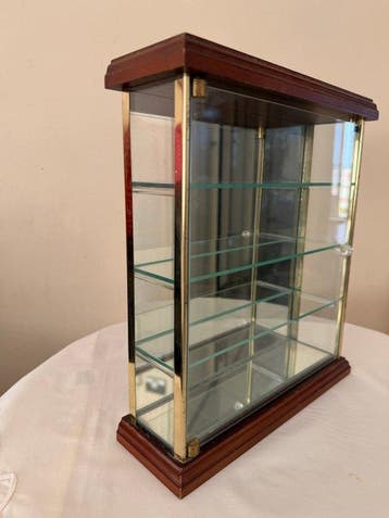 Vitrinekast - Glas, Messing, Hout - Kleine vitrinekast, Antiek en Kunst