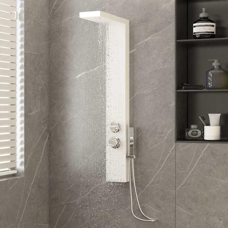 vidaXL Douchepaneelsysteem aluminium wit, Bricolage & Construction, Sanitaire, Envoi