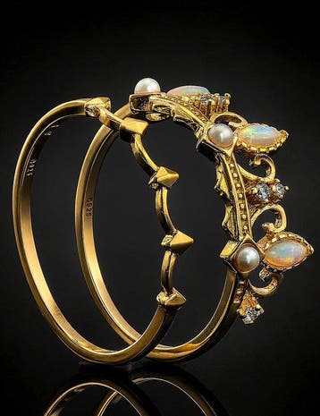 Natuurlijke opaal-kroonring - 925 sterlingzilver