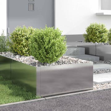vidaXL Gazonrand 4 st 60 x 60 x 35 cm Staal Zilverkleurig, Jardin & Terrasse, Traverses & Bordures, Verzenden