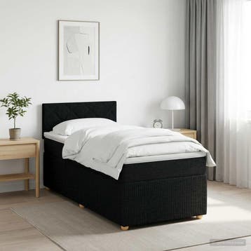 vidaXL Boxspringbed met matras met hoofdeinde Zwart 90 x 200, Verzenden