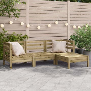 vidaXL Tuinbank 3-zits met voetenbank geïmpregneerd hout, Tuin en Terras, Verzenden, Nieuw