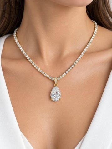 Halsketting - 14 karaat Geel goud - 20.14ct. tw. Diamant