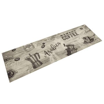 vidaXL Keukenmat wasbaar koffieprint 45x150 cm fluweel grijs, Verzenden, Nieuw