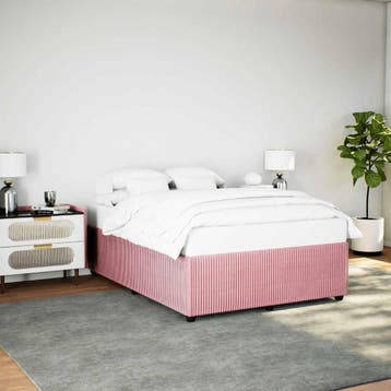 vidaXL Bedframe fluweel roze 140x200 cm, Verzenden, Nieuw