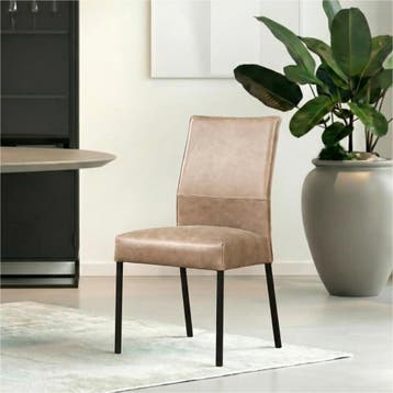 Set van 10 Leren eetkamerstoelen Real - Vintage Taupe, Ophalen of Verzenden, Nieuw, Leer