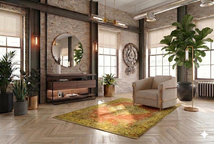 Rood-geel vintage - Vloerkleed - 225 cm - 125 cm - met, Maison & Meubles, Ameublement | Tapis & Moquettes