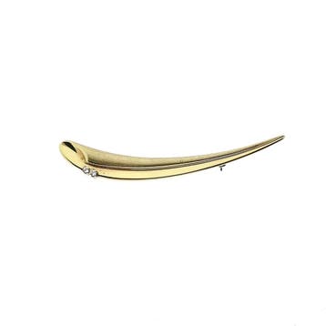 Gouden broche met zirconia, Handtassen en Accessoires, Broches, Gebruikt, Ophalen of Verzenden, Met edelsteen, Goud