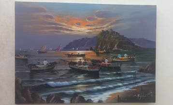 Mario Galanti (XX) - Pescatori al monte di Procida