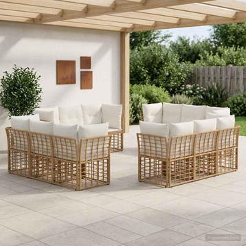 vidaXL Buiten bank set Naturel Polyester, Tuin en Terras, Verzenden, Nieuw