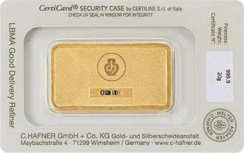 20 gram - Goud .999 - C. Hafner - Verzegeld en met, Timbres & Monnaies, Métaux nobles & Lingots