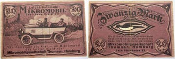 20 Mark o J duitse Serienscheine Hamburg 1917-1923, Verzenden