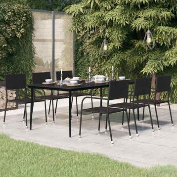 vidaXL Tuintafel 200x100x74 cm staal en glas zwart, Tuin en Terras, Verzenden, Nieuw